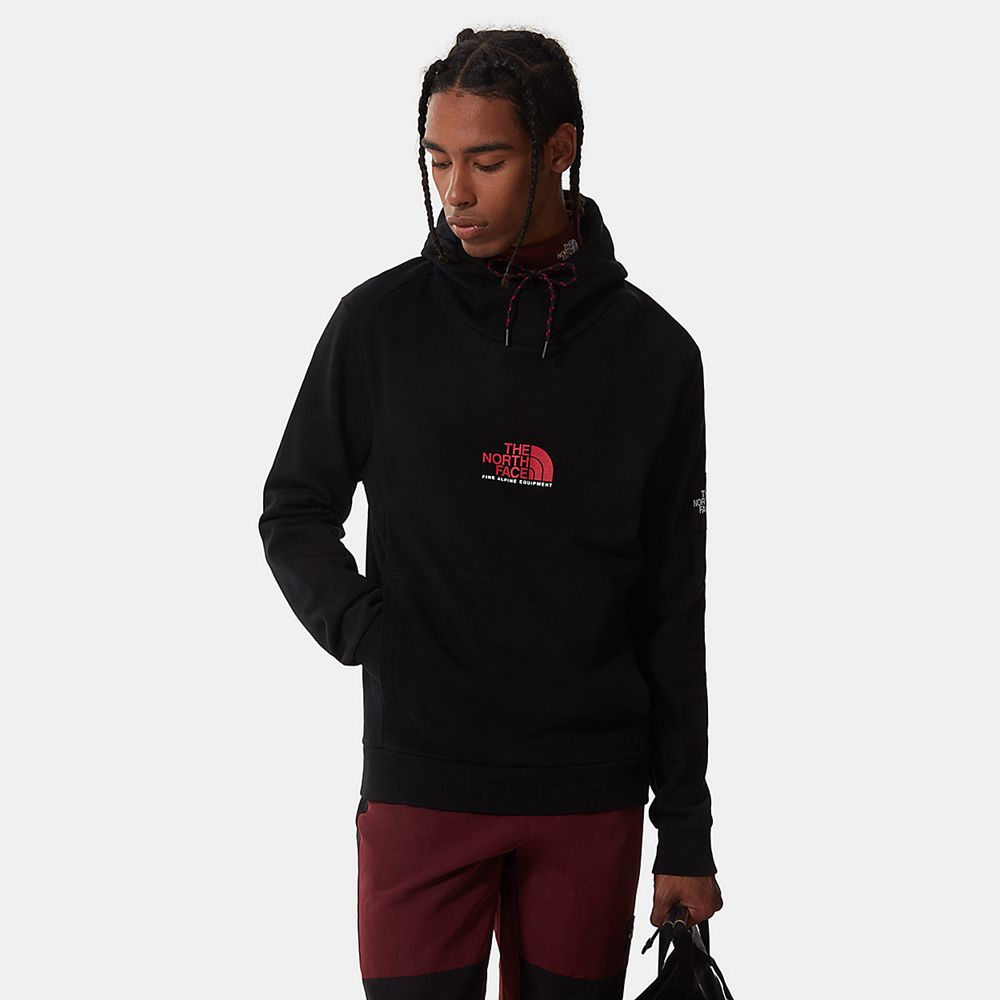 The North Face Hoodie Mens Australia - The North Face Fine Alpine Black / Red (DHZ-863041)